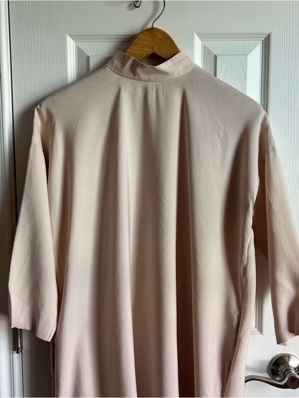 COS cream mock neck minimalist shirt dress - Picture 2 of 7